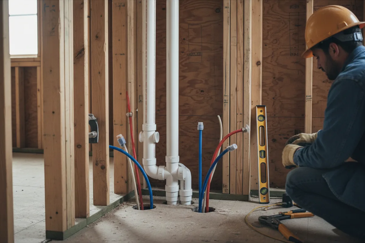 Drain and supply rough-in during Sump Pump Repair in Cottage Hills