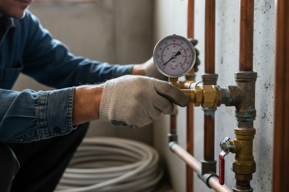 Pressure testing a repaired line during Water Line Repair in Cottage Hills